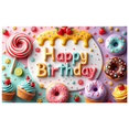 thumbnail image 1 of Yatrandify Decorative Design Happy Birthday Banner Colorful Theme Birthday Party Donut Decoration for Kids Party Event Celebration Decoration, 1 of 8