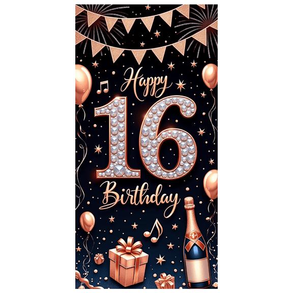 Yatrandify Decorative Design Happy Birthday Banner Colorful Theme Party Decoration Celebration Banner for Sweet Sixteen Birthday Party Teen Event