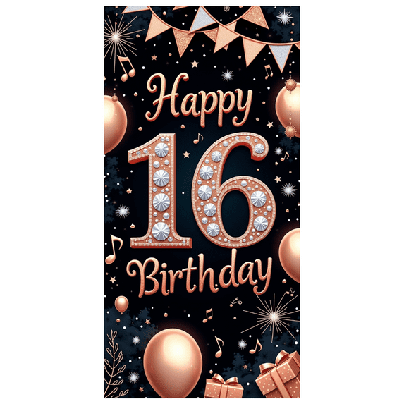 Yatrandify Decorative Design Happy Birthday Banner Colorful Theme Party Decoration Celebration Banner for Sweet Sixteen Birthday Party Teen Event