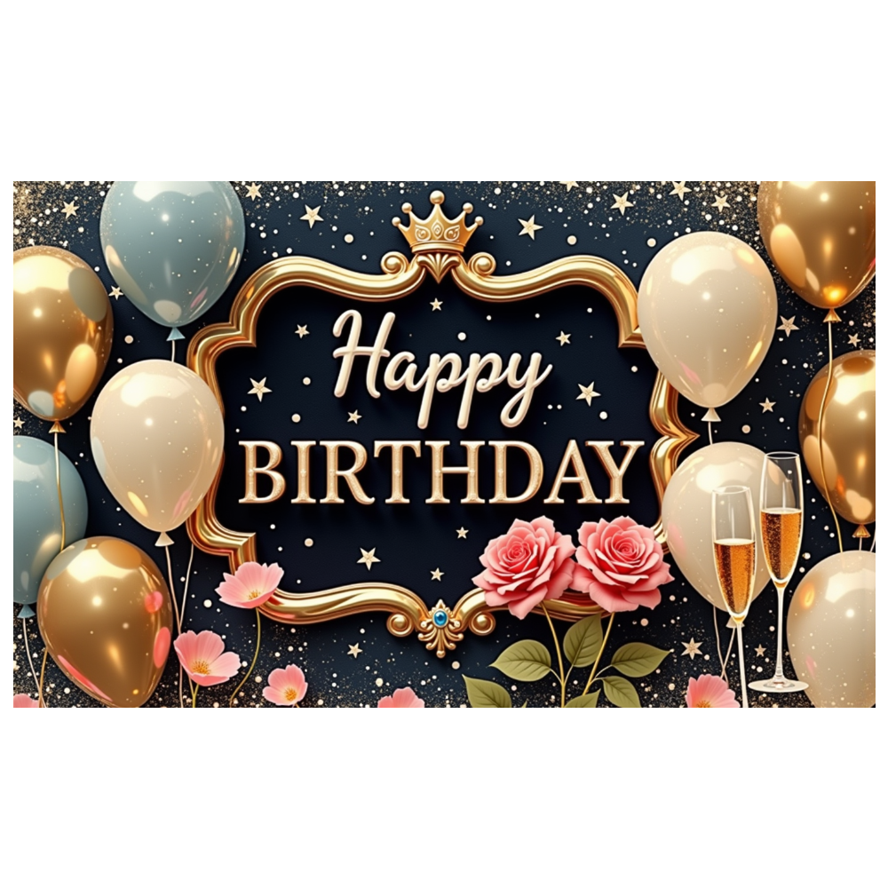 Yatrandify Decorative Design Happy Birthday Banner Elegant Frame 