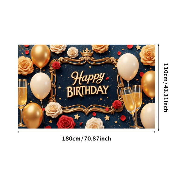 Yatrandify Decorative Design Happy Birthday Banner Elegant Frame Glitter Sparkle Balloon Decoration for Birthday Party Celebration Indoor Decoration