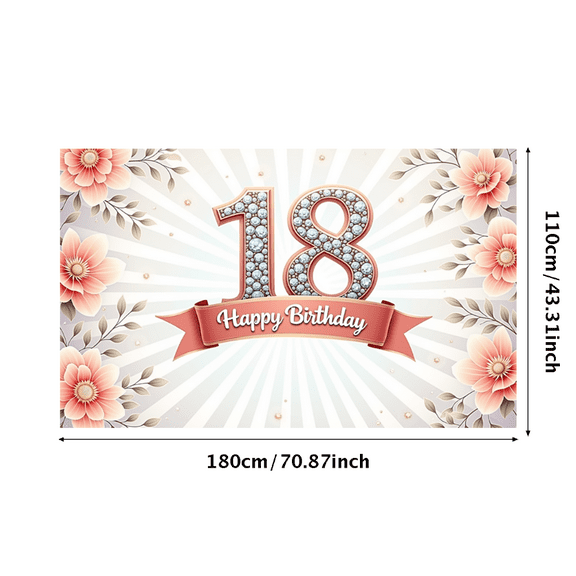 Yatrandify Decorative Design Happy Birthday Banner Flower Pattern 18th Birthday Party Decoration for Birthday Party Celebration Event Decoration