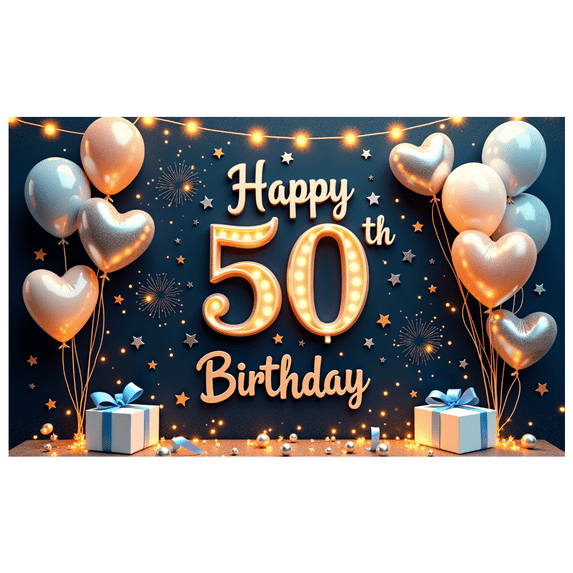 Yatrandify Decorative Design Happy Birthday Banner Milestone Celebration Balloon Decoration Gift Box for Birthday Party Indoor Decoration Photo Shoot