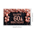thumbnail image 1 of Yatrandify Decorative Design Happy Birthday Banner Pink Balloons 60th Cake Birthday Party Backdrop for Milestone Celebration Indoor Decoration Event Party, 1 of 7