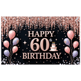 thumbnail image 1 of Yatrandify Decorative Design Happy Birthday Banner Pink Balloons 60th Cake Birthday Party Backdrop for Milestone Celebration Indoor Decoration Event Party, 1 of 8