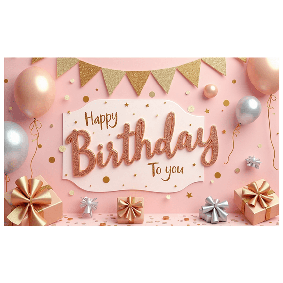 Yatrandify Decorative Design Happy Birthday to You Glitter Banner Balloon Decoration Party Backdrop for Birthday Party Indoor Decoration Photo Shoot