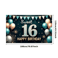 thumbnail image 1 of Yatrandify Decorative Design Sweet 16 Birthday Banner Colorful Theme Happy Birthday Backdrop for Birthday Party Indoor Decoration Celebration, 1 of 8