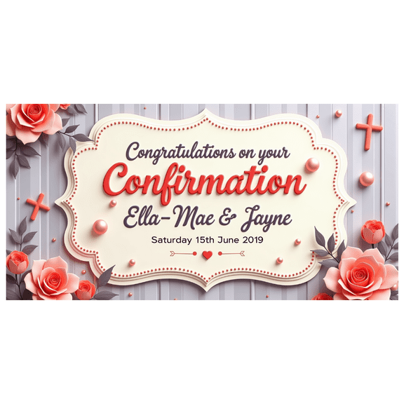 Yatrandify Floral Design Confirmation Banner Purple Theme Personalized Message Church Decoration Celebration