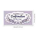 thumbnail image 1 of Yatrandify Floral Design Confirmation Banner Purple Theme Personalized Message Church Decoration Celebration, 1 of 7