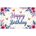 thumbnail image 1 of Yatrandify Floral Design Happy Birthday Banner Butterfly Decoration Elegant Flowers Whimsical Theme for Birthday Celebration Indoor Decoration Party Backdrop, 1 of 7