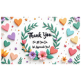 thumbnail image 1 of Yatrandify Floral Design Thank You Banner Heart Pattern Decorative Element Appreciation Message for Employee Recognition Event Celebration Office Decor, 1 of 8