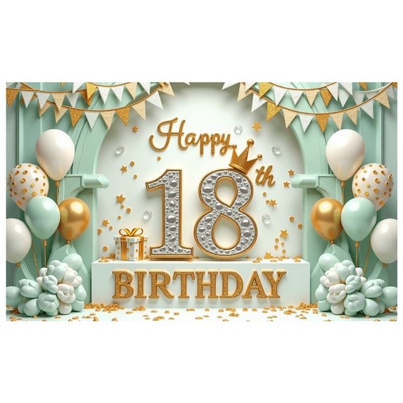 Yatrandify Glitter Decoration Happy Birthday Banner Balloon Decor 18th Celebration for Birthday Party Indoor Event Decoration