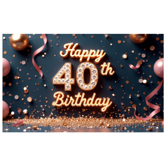 Yatrandify Glitter Design Happy Birthday Banner Decorative Elements 40th Birthday Celebration Banner for Birthday Party Indoor Decoration Event