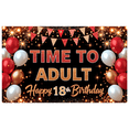 thumbnail image 1 of Yatrandify Glitter Lettering Happy Birthday Banner Balloon Design Celebration Banner Party Backdrop Decoration for 18th Birthday Adult Party Indoor Event, 1 of 7