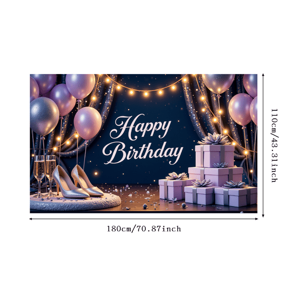 Yatrandify Glittering Design Birthday Party Banner with Presents for Celebration Indoor Decoration