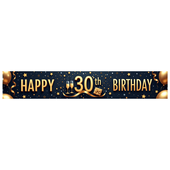 Yatrandify Gold Theme Happy Birthday Banner Decorative Design 30th Birthday Party Decoration Event Banner for Milestone Birthday Celebration Party Background Celebration Event
