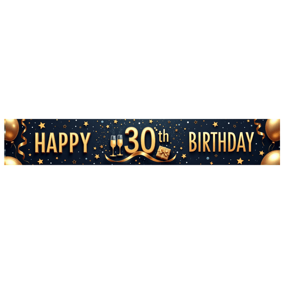 Yatrandify Gold Theme Happy Birthday Banner Decorative Design 30th Birthday Party Decoration Event Banner for Milestone Birthday Celebration Party Background Celebration Event