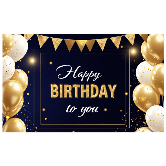 Yatrandify Gold Theme Happy Birthday Banner Elegant Design Party Decoration for Birthday Celebration Indoor Decoration Photo Shoot