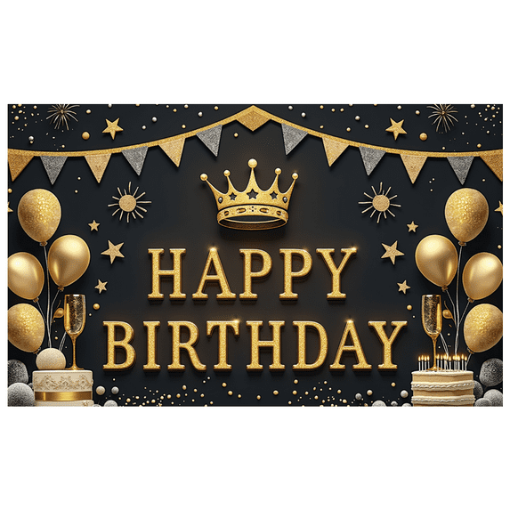 Yatrandify Golden Crown Birthday Banner Glittering Balloons Decorative Design for Birthday Party Celebration Indoor Decoration Photo Shoot