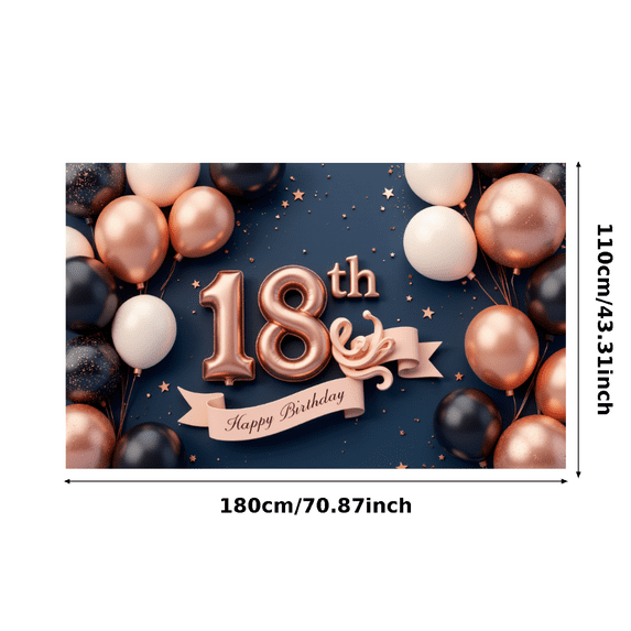 Yatrandify Golden Theme Birthday Party Banner Decorative Balloons Party Backdrop for 18th Birthday Celebration Indoor Decoration Event