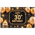 thumbnail image 1 of Yatrandify Golden Theme Birthday Party Banner Gold Balloons Happy Birthday Cake for Milestone Celebration Adult Party Indoor Decoration, 1 of 7