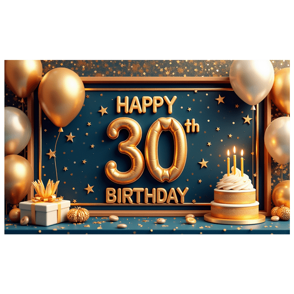 Yatrandify Golden Theme Birthday Party Banner Gold Balloons Happy Birthday Cake for Milestone Celebration Adult Party Indoor Decoration