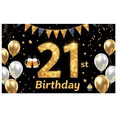 thumbnail image 1 of Yatrandify Golden Theme Happy 21 Birthday Banner Decorative Design Party Celebration Event Decoration for Adult Birthday Beer Celebration Milestone Party, 1 of 6
