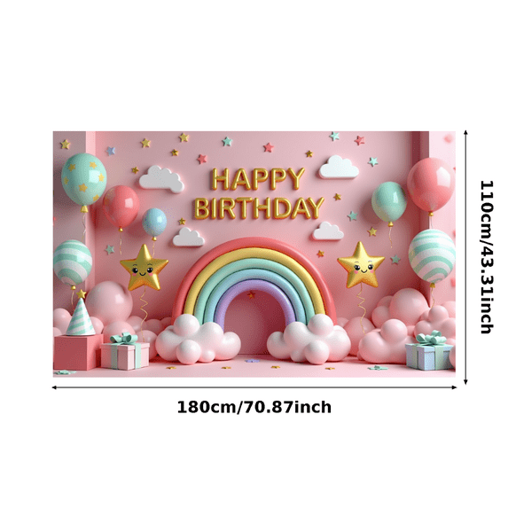 Yatrandify Happy Birthday Banner Colorful Theme Rainbow Design for Kids Party Indoor Decoration Holiday Celebration