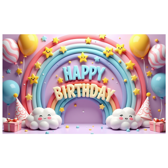 Yatrandify Happy Birthday Banner Colorful Theme Rainbow Design for Kids Party Indoor Decoration Holiday Celebration