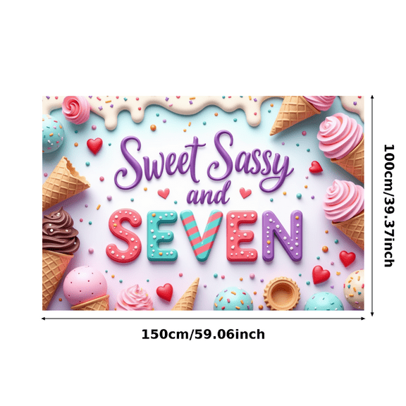 Yatrandify Ice Cream Theme Sweet Birthday Banner Candy Cone Decorative Backdrop for Kids Party Celebration Decoration Event