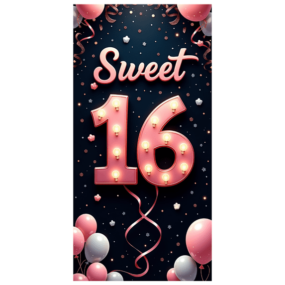 Yatrandify Marquee Lights Sweet 16 Birthday Milestone Banner Red Balloons Celebration for Birthday Party Indoor Decoration Photo Shoot