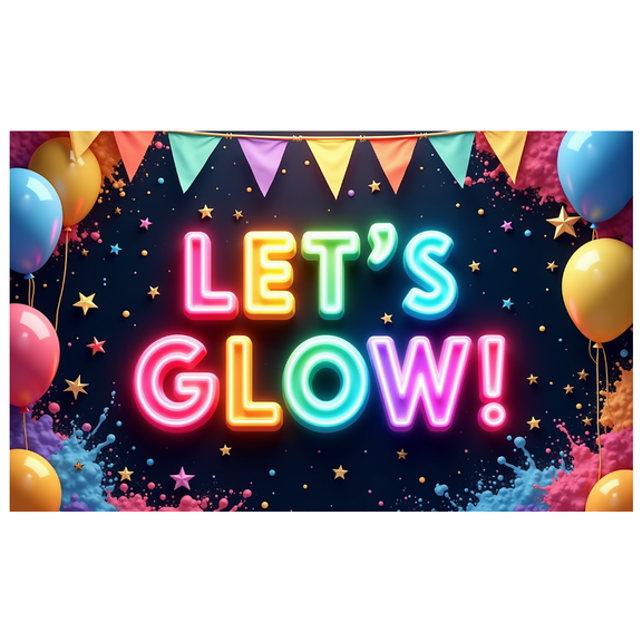 Yatrandify Neon Glow Party Banner Colorful Balloons Let's for Party Celebration Event Decoration Indoor