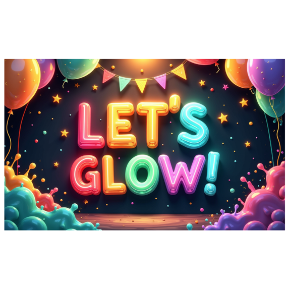 Yatrandify Neon Glow Party Banner Colorful Balloons Let's for Party Celebration Event Decoration Indoor
