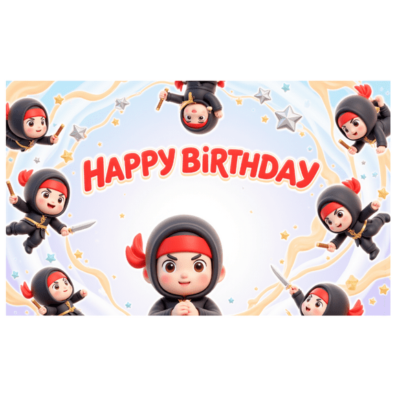 Yatrandify Ninja Theme Birthday Banner Cartoon Character Kids Party Decor for Children Celebration Birthday Party Indoor Event
