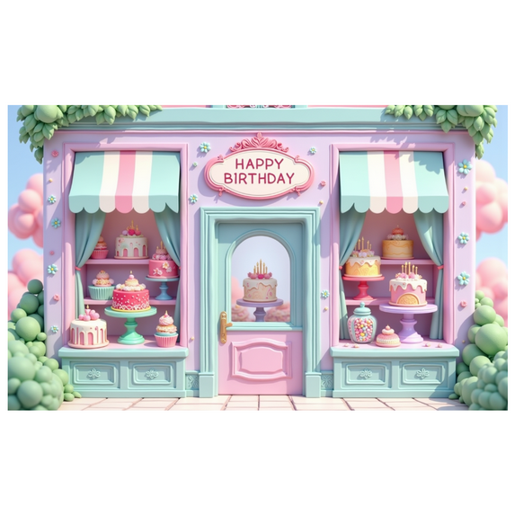Yatrandify Pastel Cake Banner Happy Birthday Sign Decorative Backdrop for Celebration Event Indoor Party