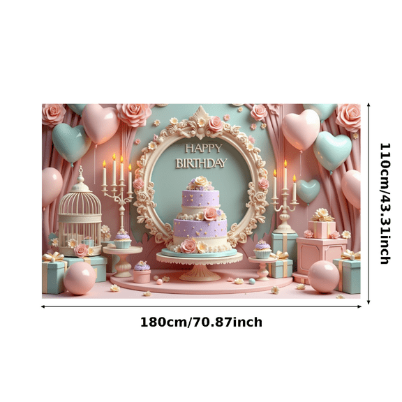 Yatrandify Pastel Colors Happy Birthday Banner Floral Theme Decorative Design Heart Shaped Balloons for Birthday Celebration Kids Party Romantic Decor