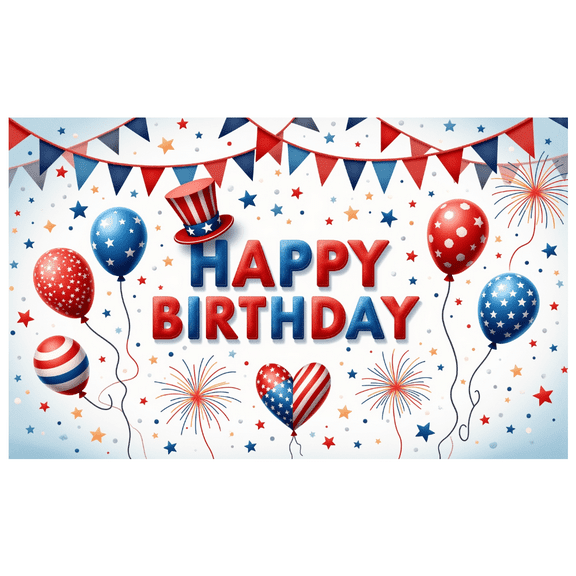 Yatrandify Patriotic Design Happy Birthday Banner Balloon Decoration Stars Stripes Party Backdrop for Birthday Celebration Independence Day Event Kids Party