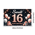 thumbnail image 1 of Yatrandify Pink Sparkle Birthday Banner Sweet 16 Celebration Decorative Design Balloon Gifts for Teen Party Girls Event, 1 of 6