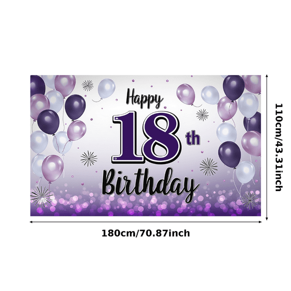 Yatrandify Purple Balloons Happy Birthday Banner Decorative Design Milestone Celebration Birthday Backdrop for Birthday Party Celebration Indoor Decoration Event