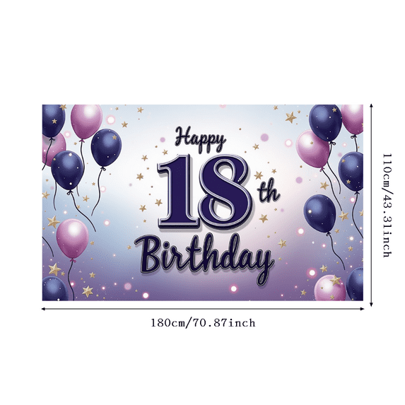 Yatrandify Purple Balloons Happy Birthday Banner Decorative Design Milestone Celebration Birthday Backdrop for Birthday Party Celebration Indoor Decoration Event