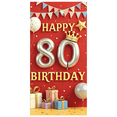 thumbnail image 1 of Yatrandify Red Theme Happy 80th Birthday Banner Golden Crown Balloon Decoration for Birthday Party Anniversary Event Celebration, 1 of 7