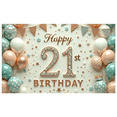 thumbnail image 1 of Yatrandify Rose Gold Balloon Happy Birthday Banner Glitter 21st Celebration Backdrop for Indoor Party Decoration Event, 1 of 7