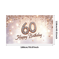 thumbnail image 1 of Yatrandify Rose Gold Theme Happy Birthday Banner Diamond Number Festive Design Milestone Celebration Banner for 60th Birthday Indoor Outdoor Party, 1 of 8
