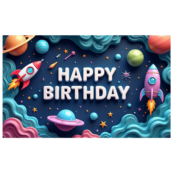 Yatrandify Space Theme Birthday Party Banner for Kids Space Exploration Galaxy Celebration Indoor Decoration