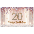 thumbnail image 1 of Yatrandify Sparkling Design Happy Birthday Banner Glittering Rose Gold Shimmer Celebration Backdrop for Birthday Party Anniversary Decor Celebration, 1 of 8