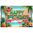thumbnail image 1 of Yatrandify Tropical Design Birthday Banner Colorful Decoration Party Backdrop Floral Elements Flamingo Background for Birthday Celebration Kids Event Indoor Party, 1 of 7