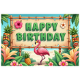 thumbnail image 1 of Yatrandify Tropical Design Birthday Banner Colorful Decoration Party Backdrop Floral Elements Flamingo Background for Birthday Celebration Kids Event Indoor Party, 1 of 7