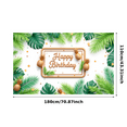 thumbnail image 1 of Yatrandify Tropical Design Happy Birthday Banner Decorative Pineapple Leaves Backdrop for Birthday Celebration Party, 1 of 7