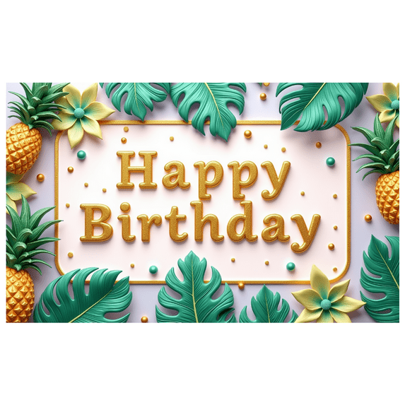 Yatrandify Tropical Design Happy Birthday Banner Decorative Pineapple Leaves Backdrop for Birthday Celebration Party