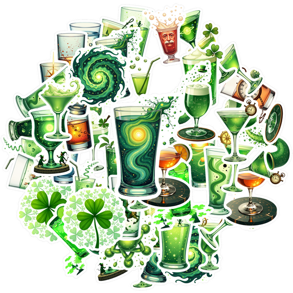 Yatrandify Vinyl Drink Stickers Waterproof Cocktail Stickers Colorful Holiday Stickers for Notebooks Luggage